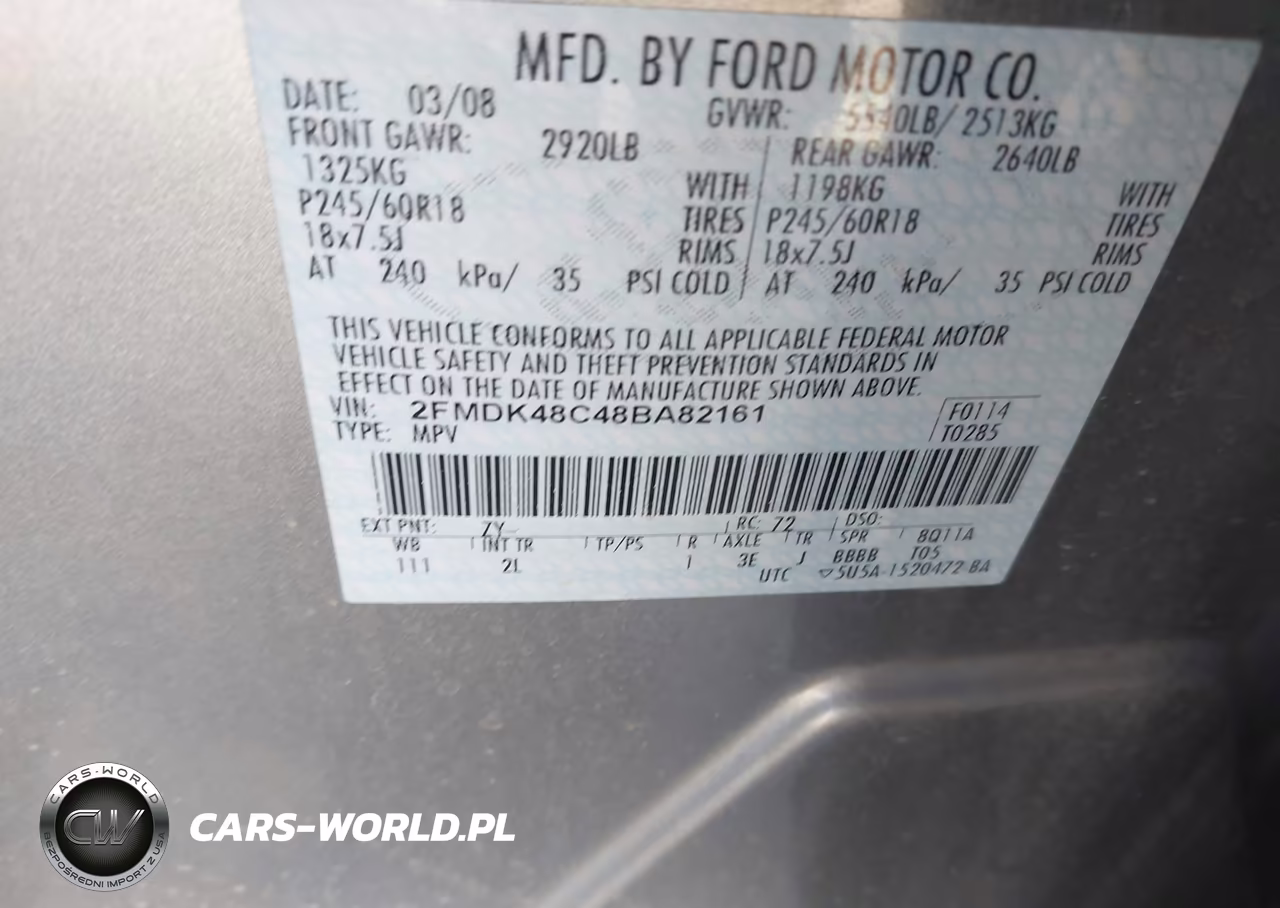 2008 Ford Edge Sel VIN:2FMDK48C48BA82161 - 9