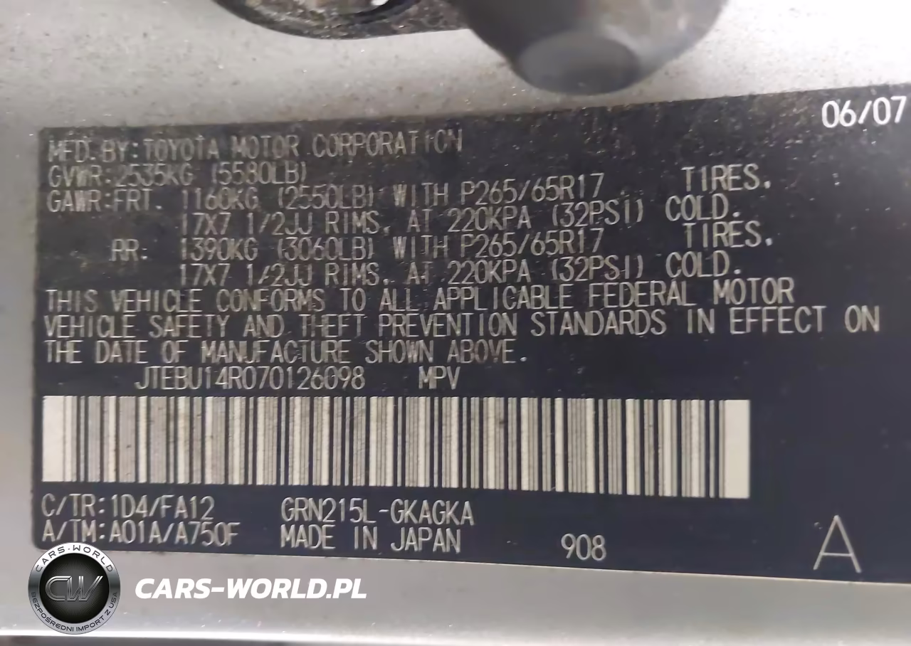 2007 Toyota 4Runner Sr5 V6 VIN:JTEBU14R070126098 - 9