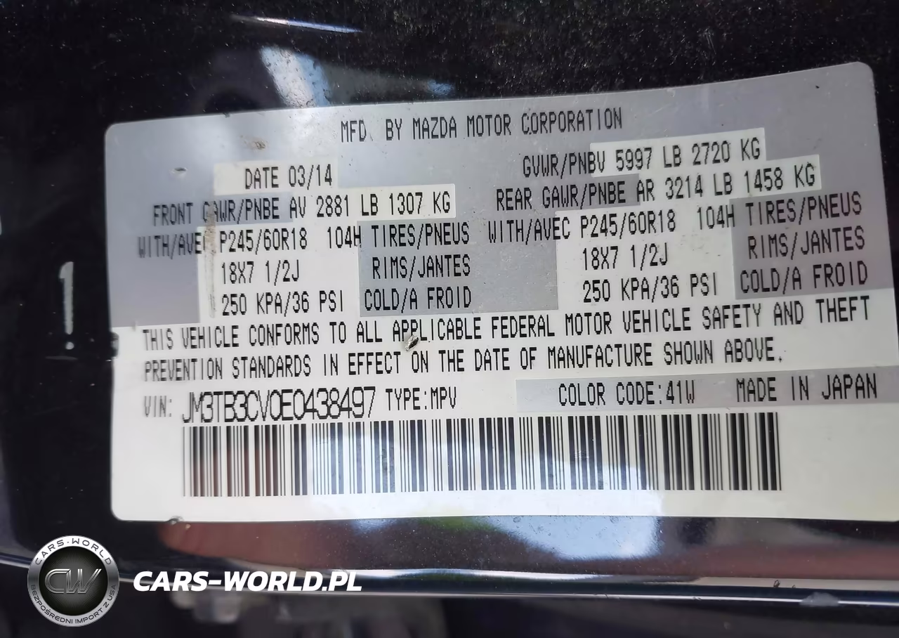 2014 Mazda Cx-9 Touring VIN:JM3TB3CV0E0438497 - 9