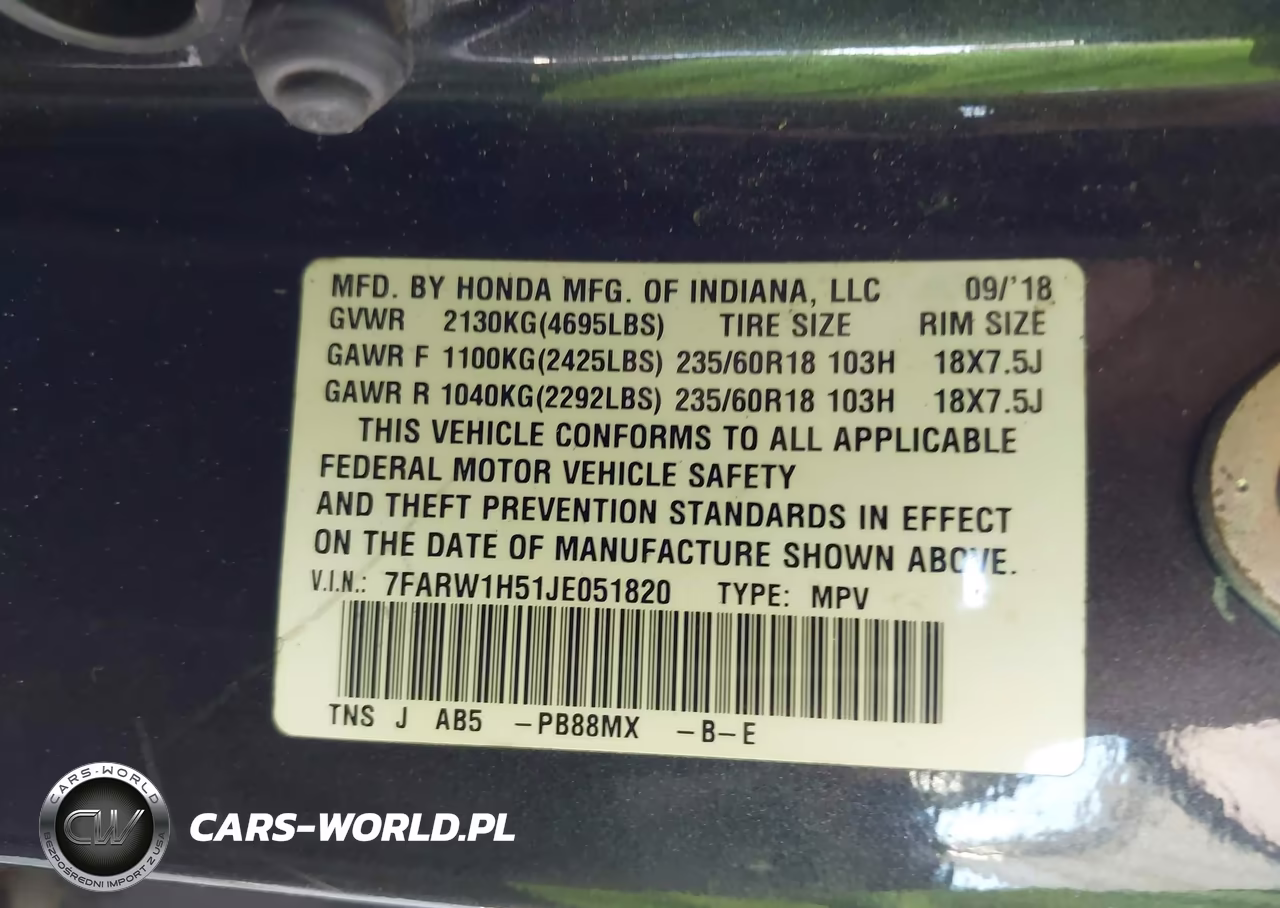 2018 Honda Cr-V Ex VIN:7FARW1H51JE051820 - 9