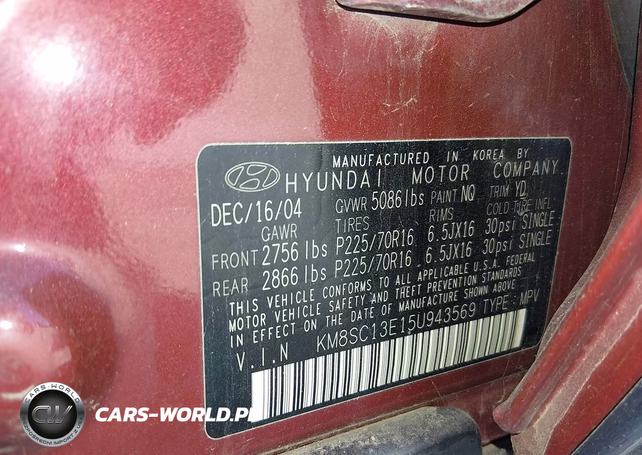 2005 Hyundai Santa Fe Gls-Lx VIN:KM8SC13E15U943569 - 9