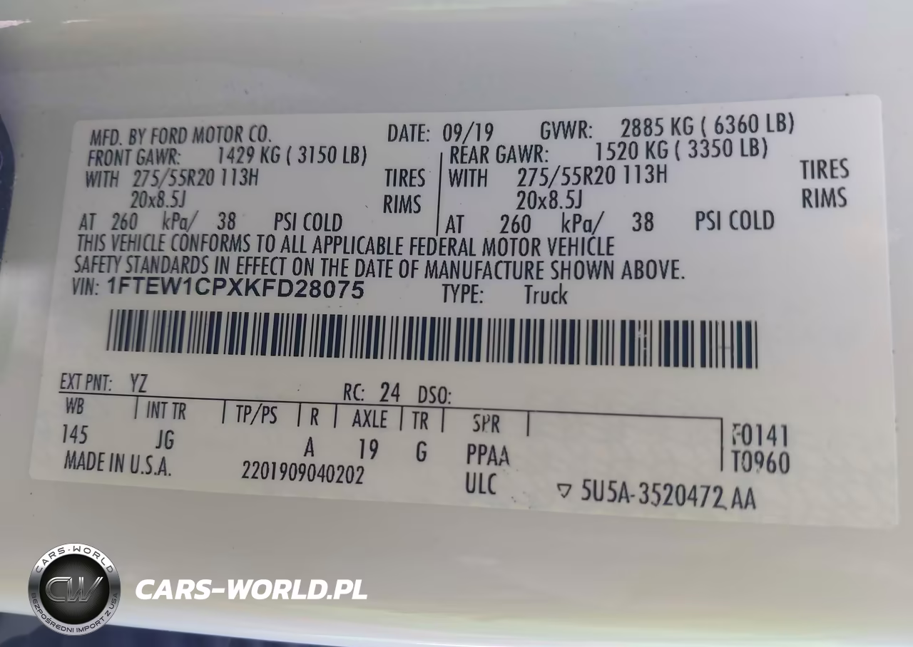 2019 Ford F-150 Xl VIN:1FTEW1CPXKFD28075 - 9