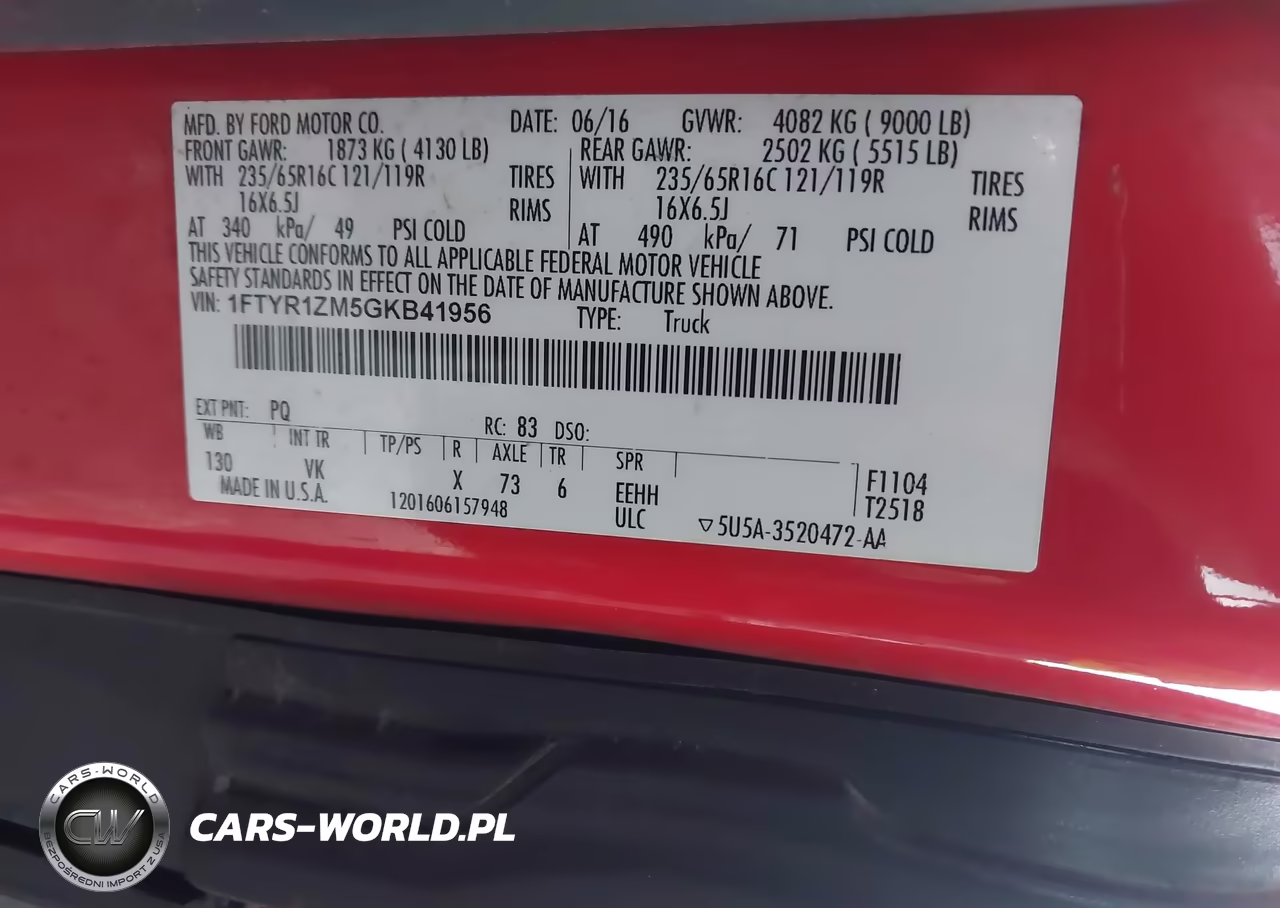2016 Ford Transit-250 VIN:1FTYR1ZM5GKB41956 - 9