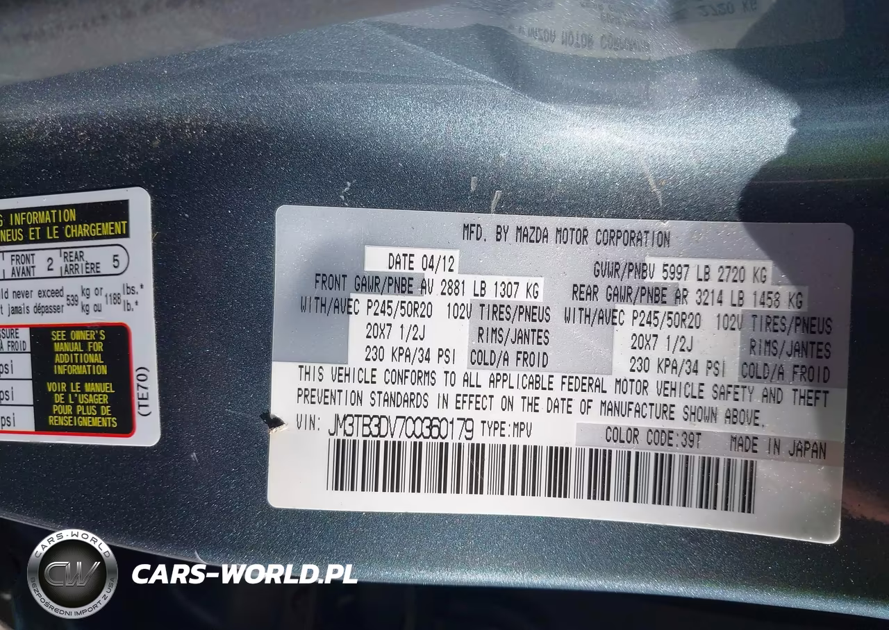2012 Mazda Cx-9 Grand Touring VIN:JM3TB3DV7C0360179 - 9