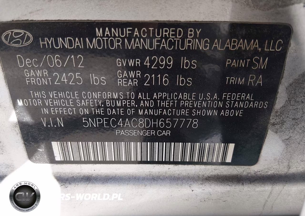 2013 Hyundai Sonata Limited VIN:5NPEC4AC8DH657778 - 9