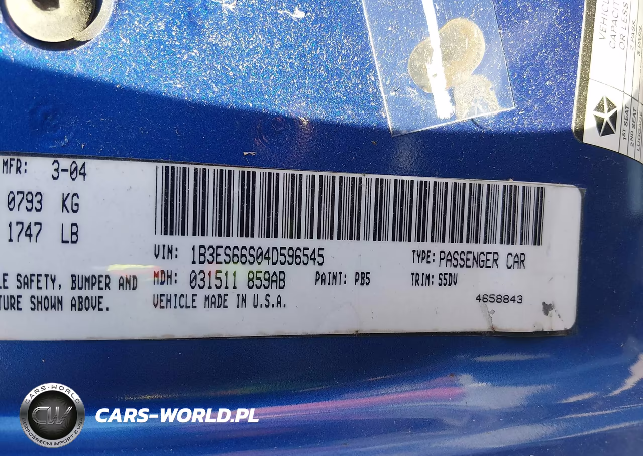 2004 Dodge Srt4 VIN:1B3ES66S04D596545 - 9