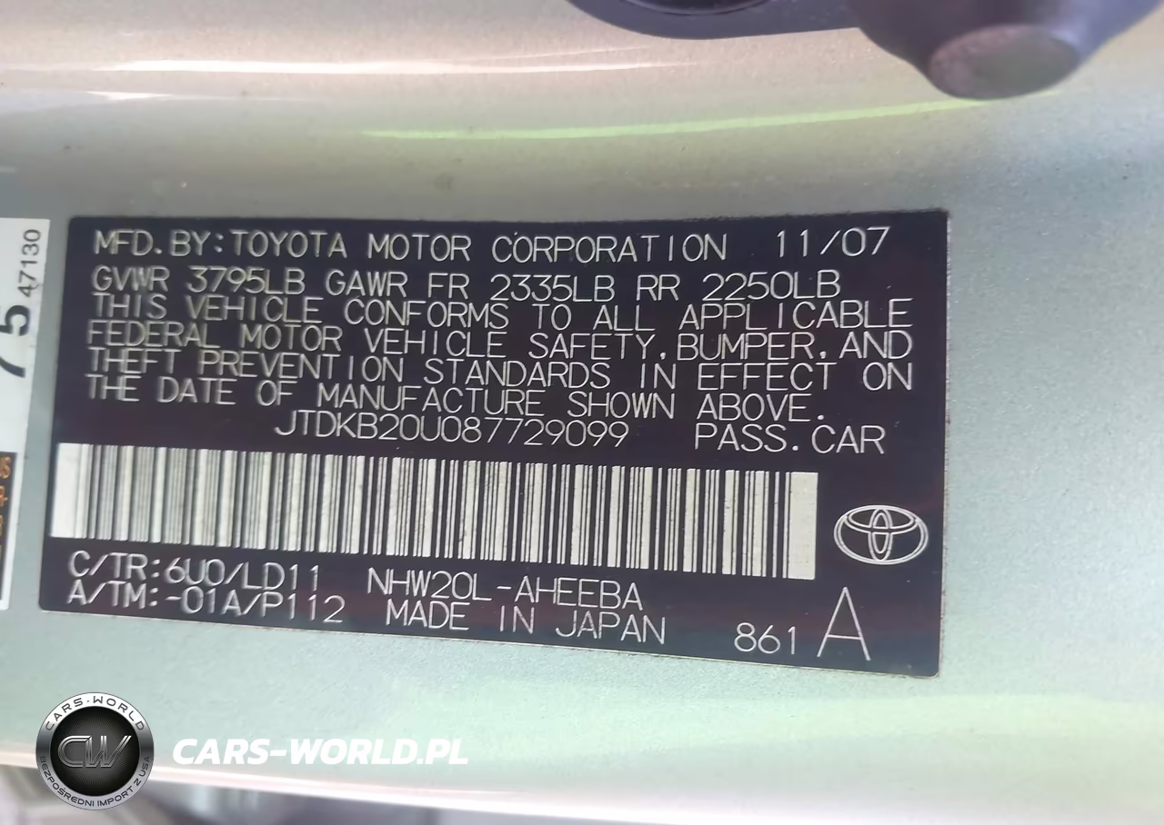 2008 Toyota Prius VIN:JTDKB20U087729099 - 9
