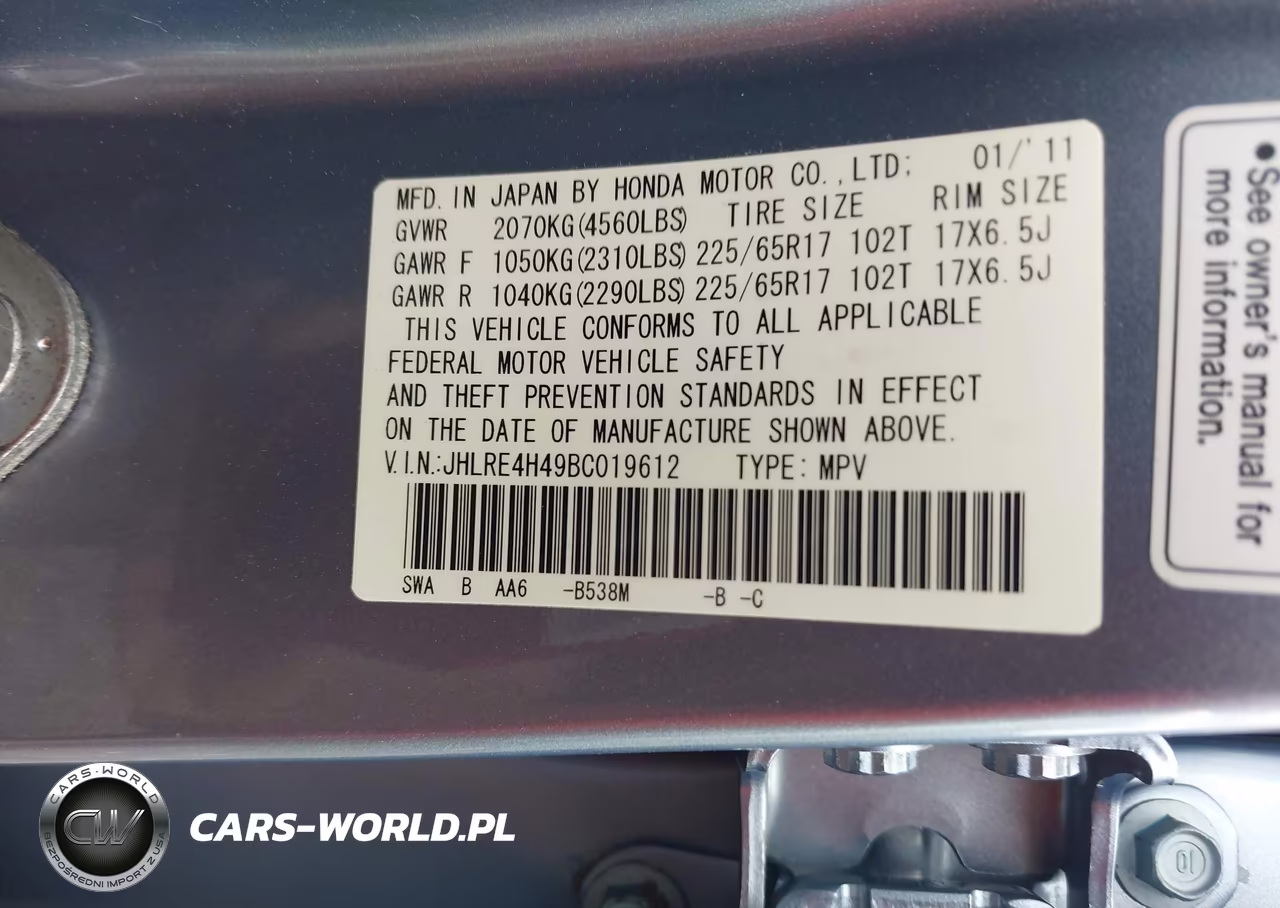 2011 Honda Cr-V Se VIN:JHLRE4H49BC019612 - 9