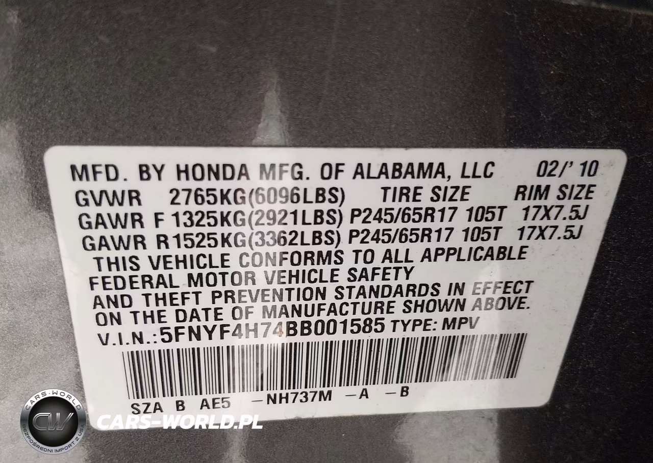 2011 Honda Pilot Ex-L VIN:5FNYF4H74BB001585 - 9