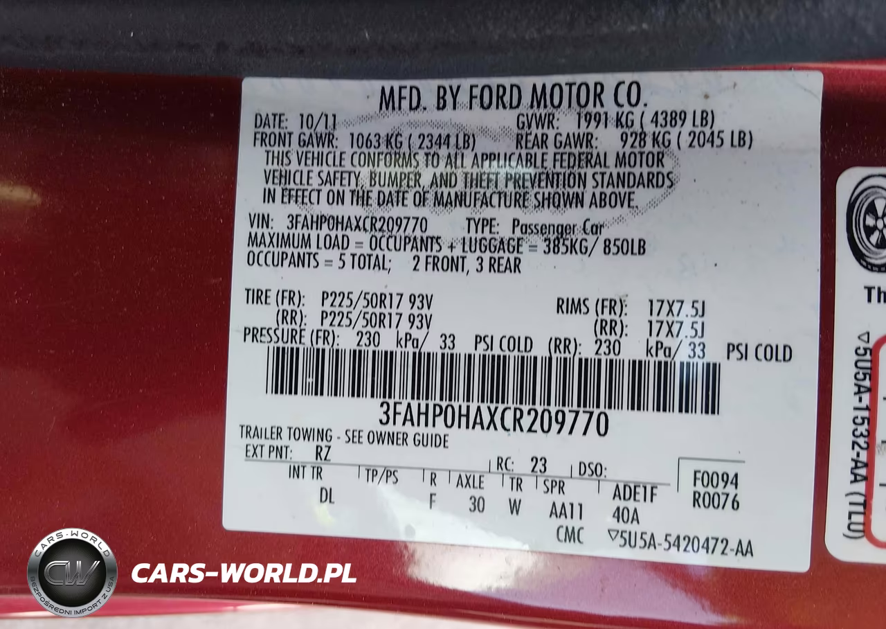 2012 Ford Fusion Se VIN:3FAHP0HAXCR209770 - 9