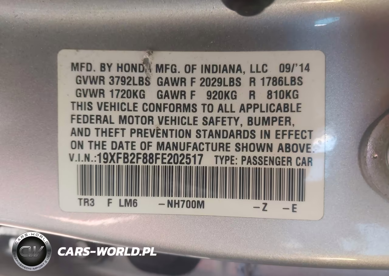 2015 Honda Civic Ex VIN:19XFB2F88FE202517 - 9
