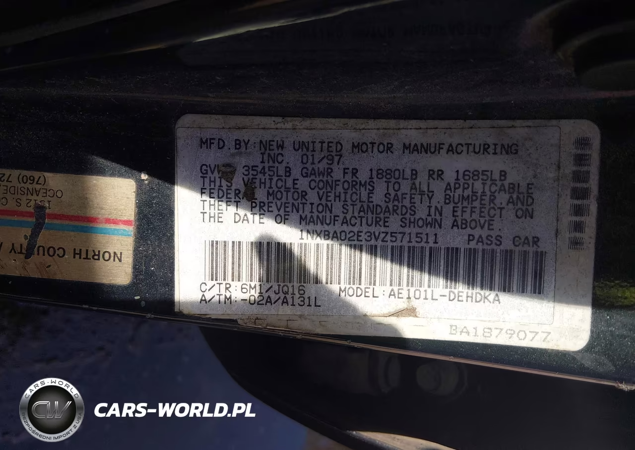 1997 Toyota Corolla Std VIN:1NXBA02E3VZ571511 - 9