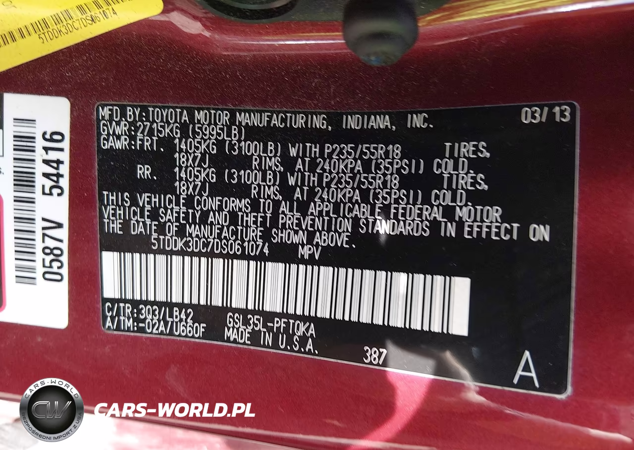 2013 Toyota Sienna Xle 7 Passenger VIN:5TDDK3DC7DS061074 - 9