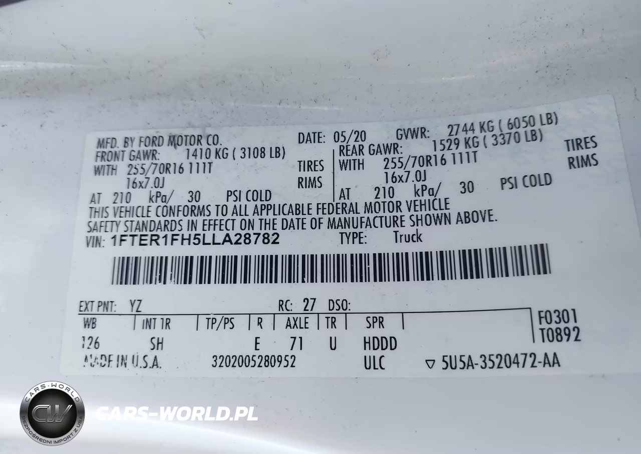 2020 Ford Ranger Xl VIN:1FTER1FH5LLA28782 - 9