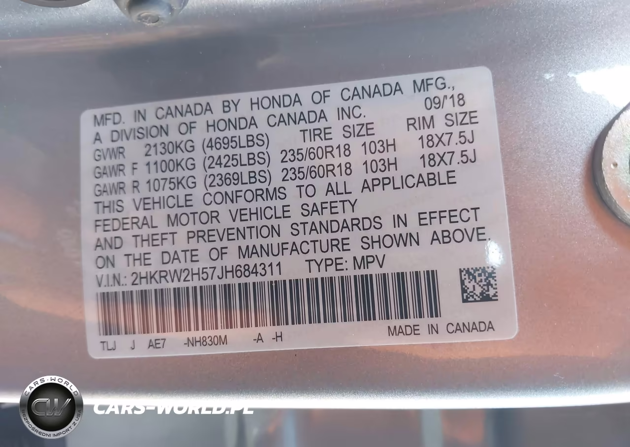 2018 Honda Cr-V Ex VIN:2HKRW2H57JH684311 - 9