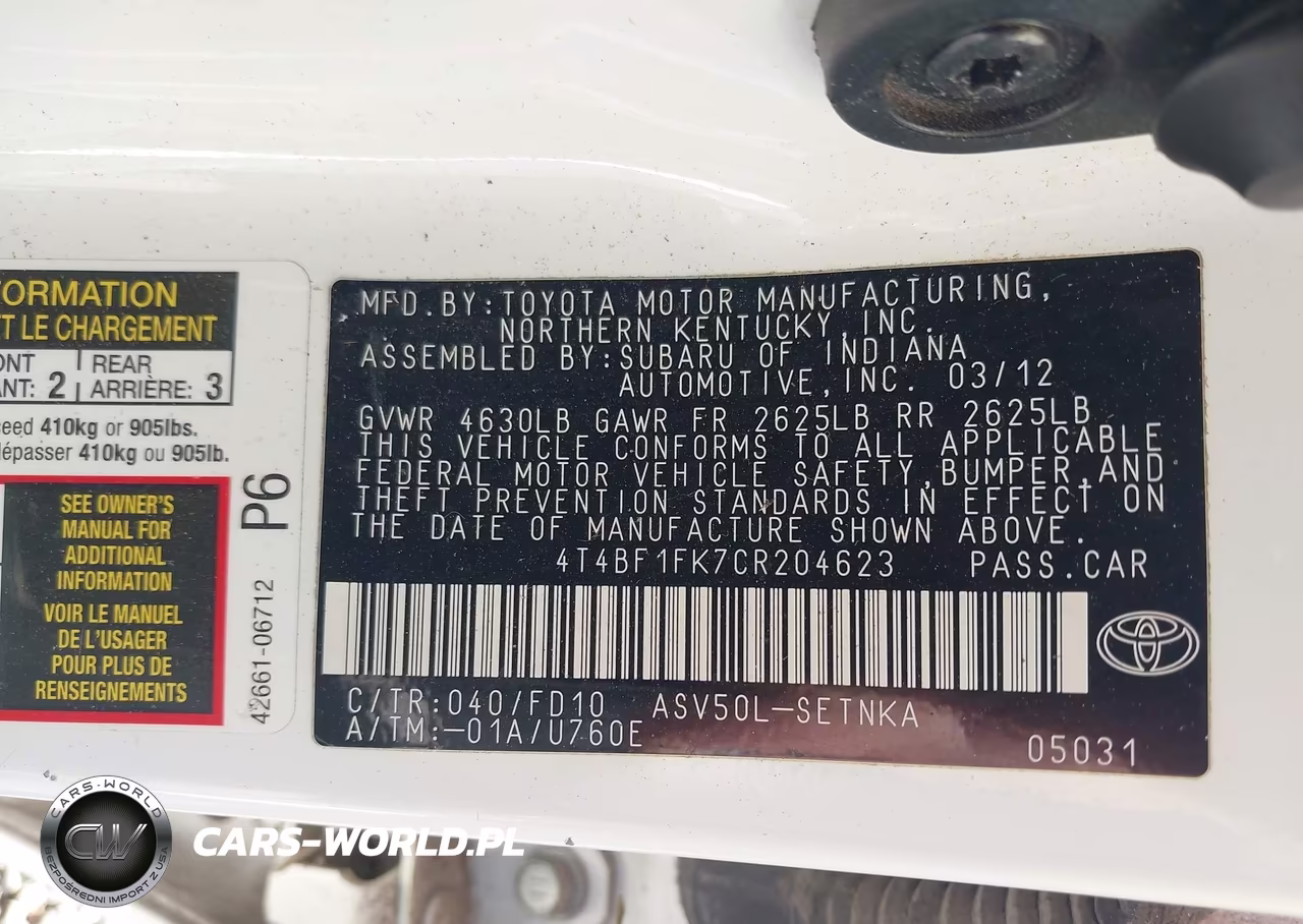 2012 Toyota Camry Le VIN:4T4BF1FK7CR204623 - 9