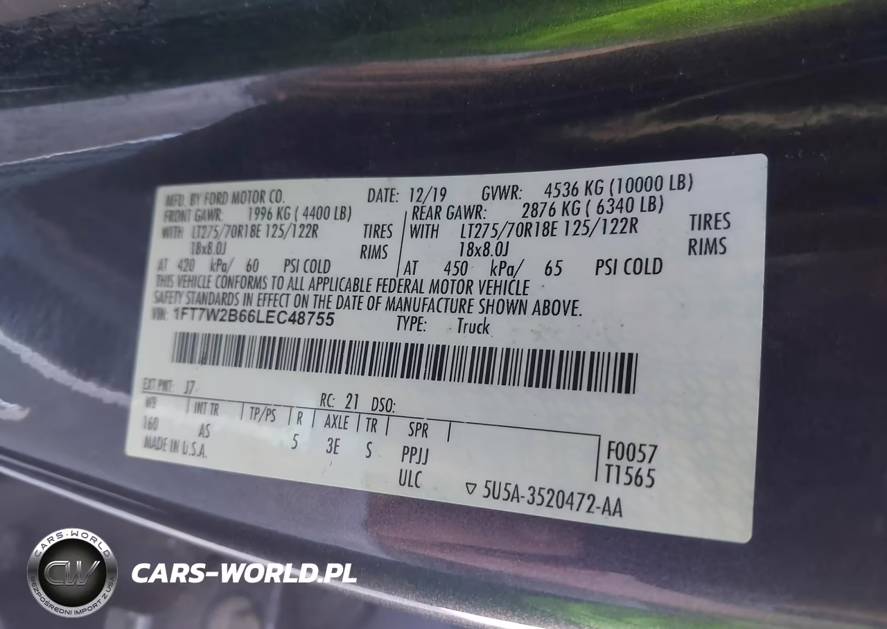 2020 Ford F-250 Xl VIN:1FT7W2B66LEC48755 - 9