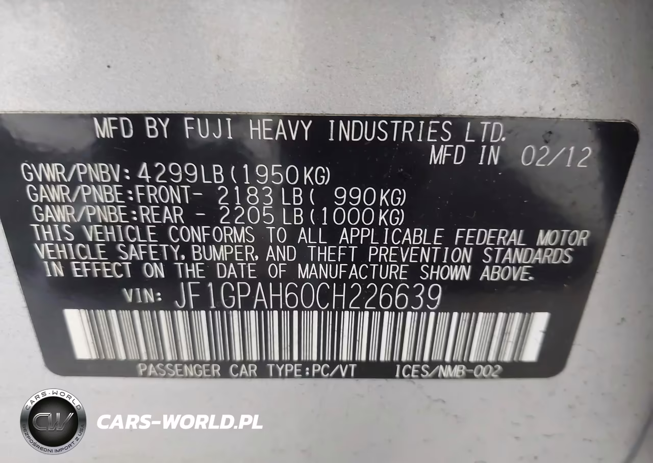2012 Subaru Impreza 2.0I Limited VIN:JF1GPAH60CH226639 - 9