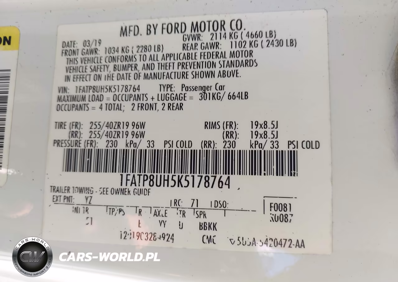 2019 Ford Mustang Ecoboost Premium VIN:1FATP8UH5K5178764 - 9