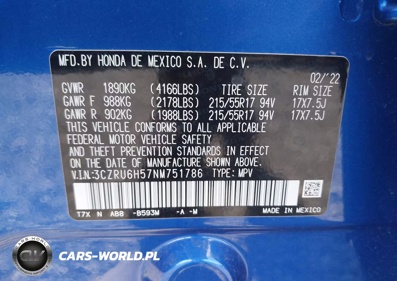2022 Honda Hr-V Awd Ex VIN:3CZRU6H57NM751786 - 9