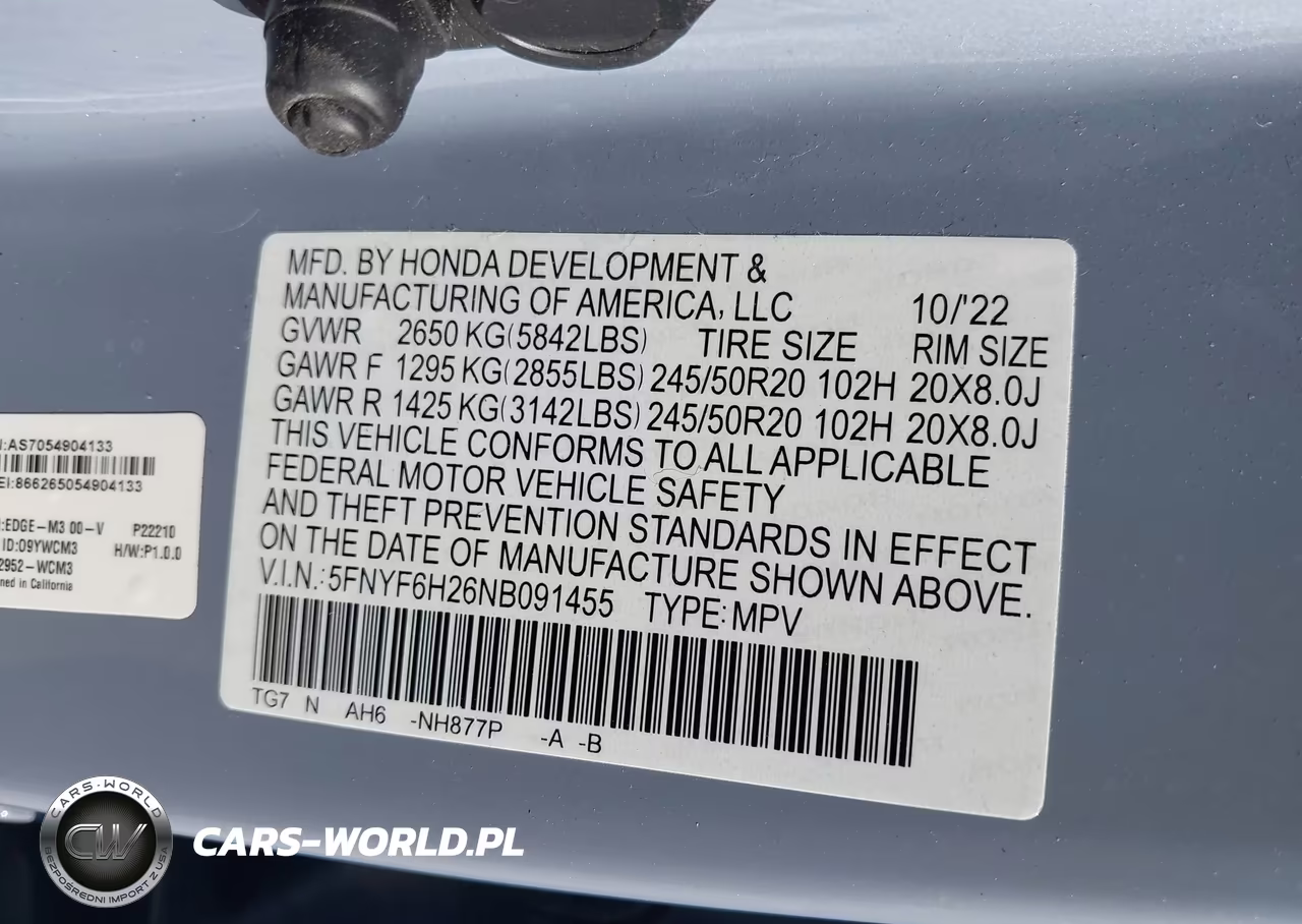 2022 Honda Pilot Awd Special Edition VIN:5FNYF6H26NB091455 - 9