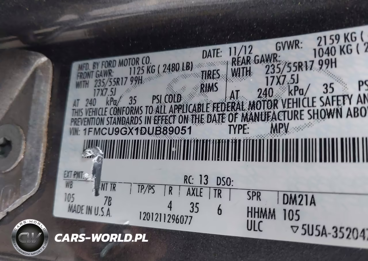 2013 Ford Escape Se VIN:1FMCU9GX1DUB89051 - 9