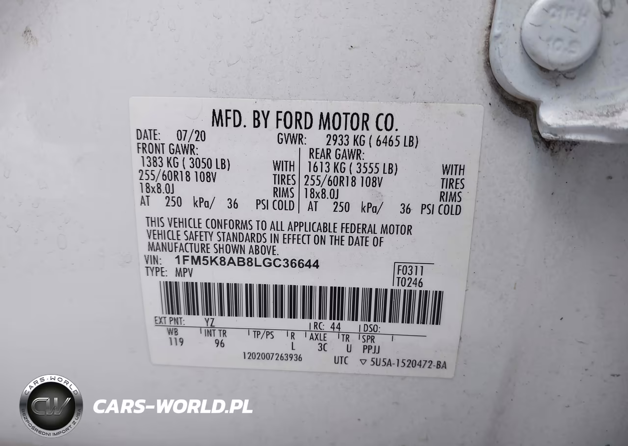 2020 Ford Police Interceptor Utility VIN:1FM5K8AB8LGC36644 - 7