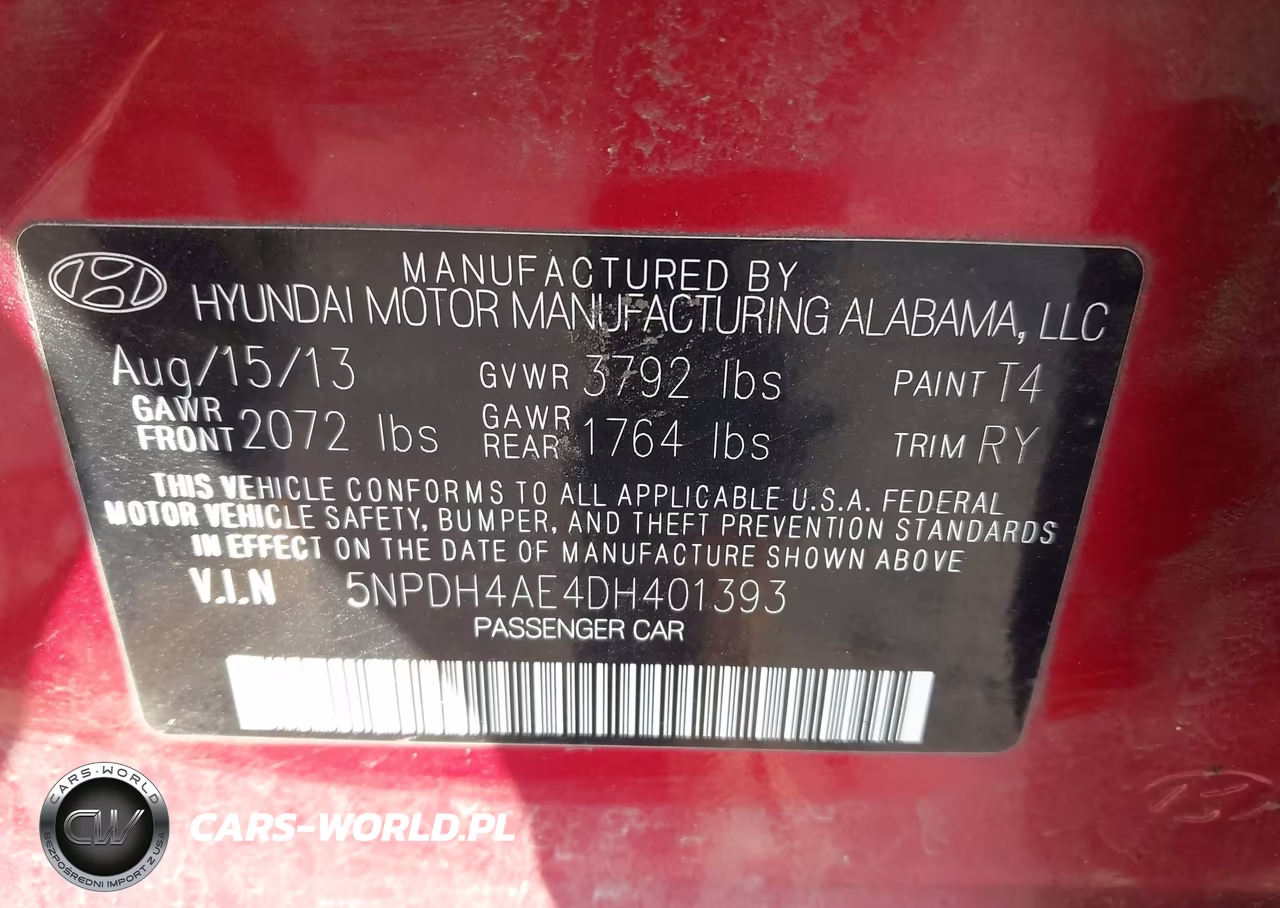2013 Hyundai Elantra Limited VIN:5NPDH4AE4DH401393 - 9