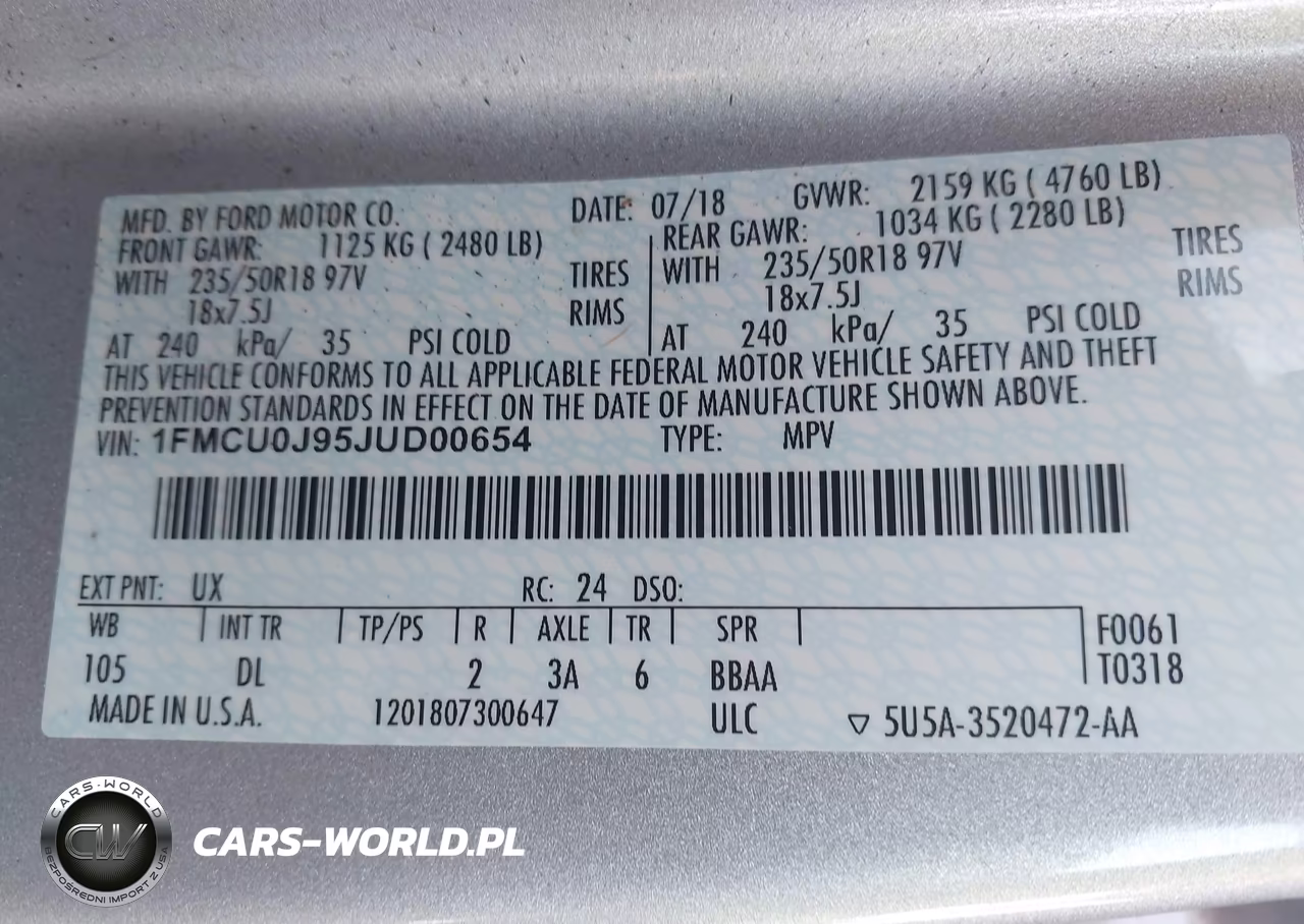 2018 Ford Escape Titanium VIN:1FMCU0J95JUD00654 - 9