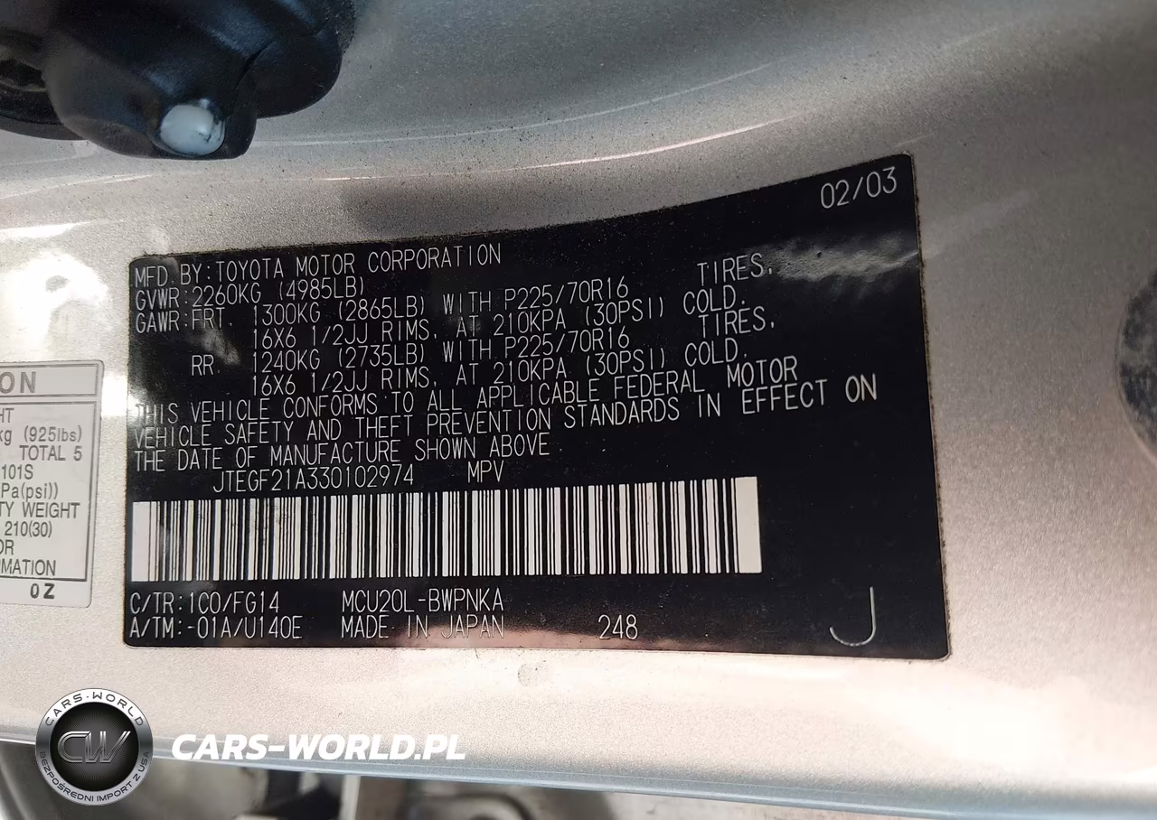 2003 Toyota Highlander V6 VIN:JTEGF21A330102974 - 9