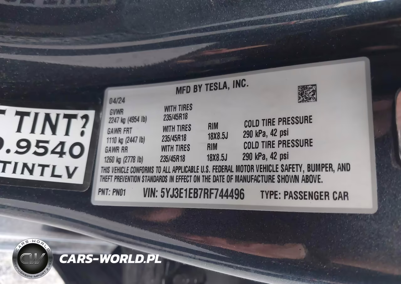 2024 Tesla Model 3 Long Range Dual Motor All-Wheel Drive VIN:5YJ3E1EB7RF744496 - 9
