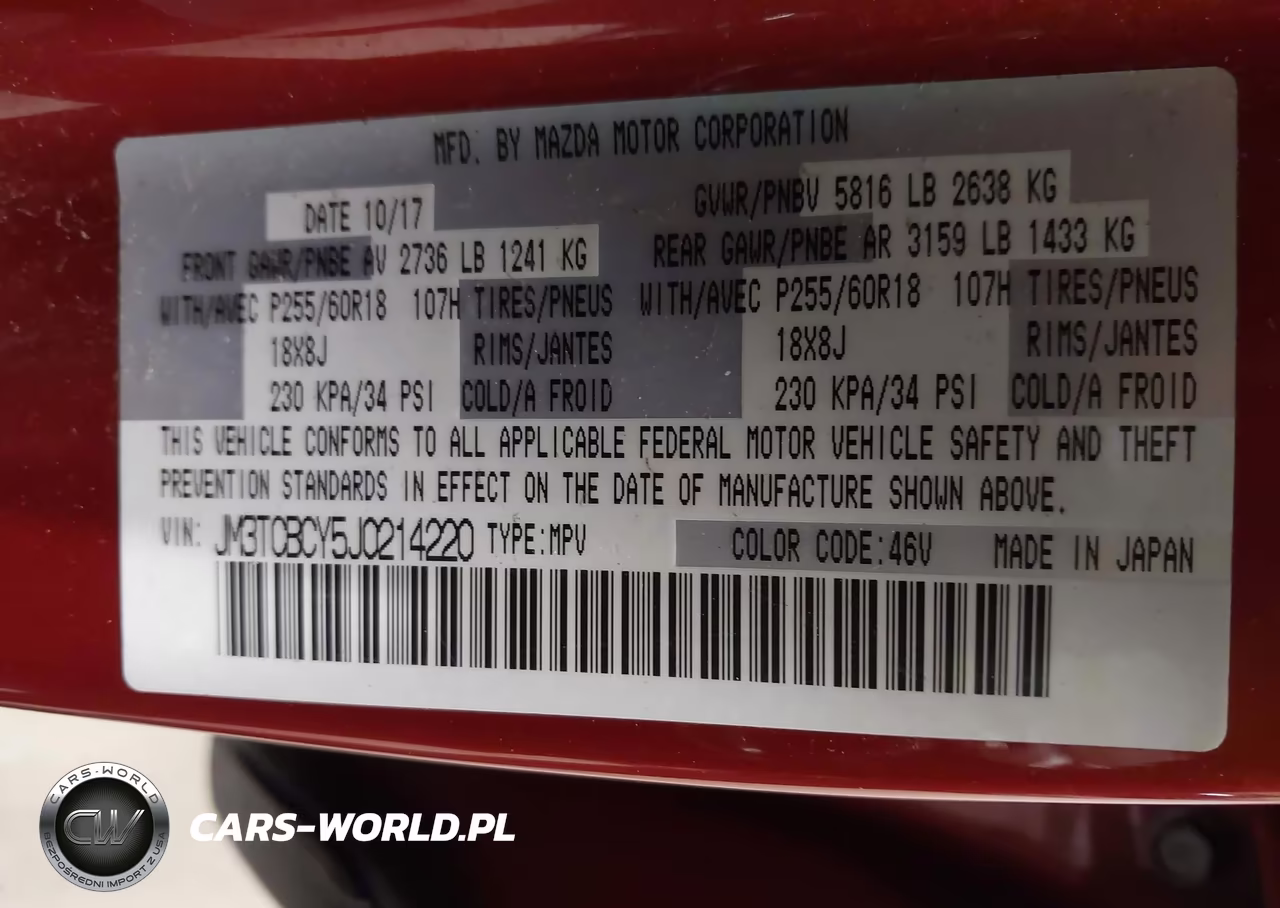 2018 Mazda Cx-9 Touring VIN:JM3TCBCY5J0214220 - 9