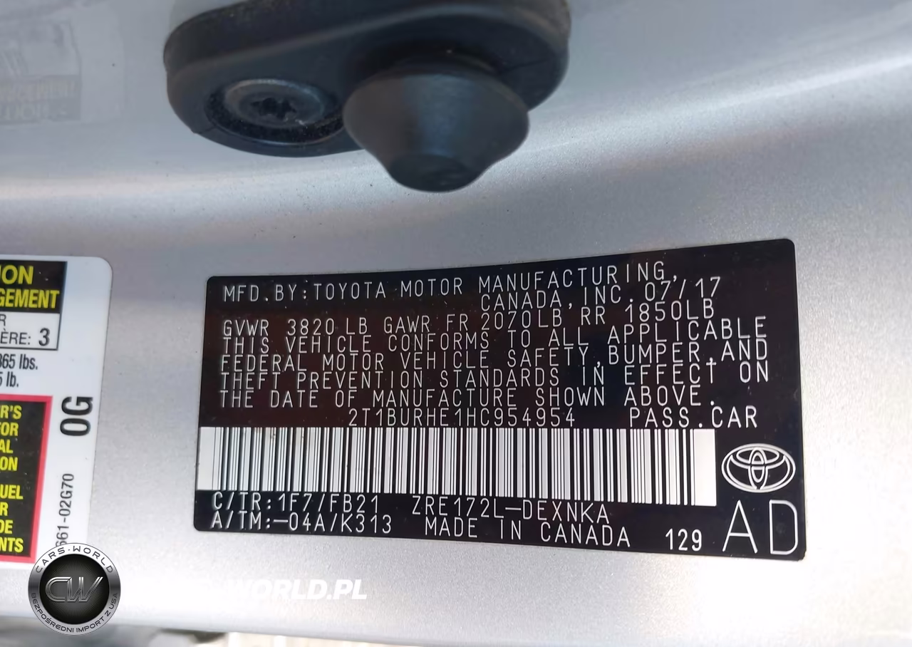 2017 Toyota Corolla L VIN:2T1BURHE1HC954954 - 9
