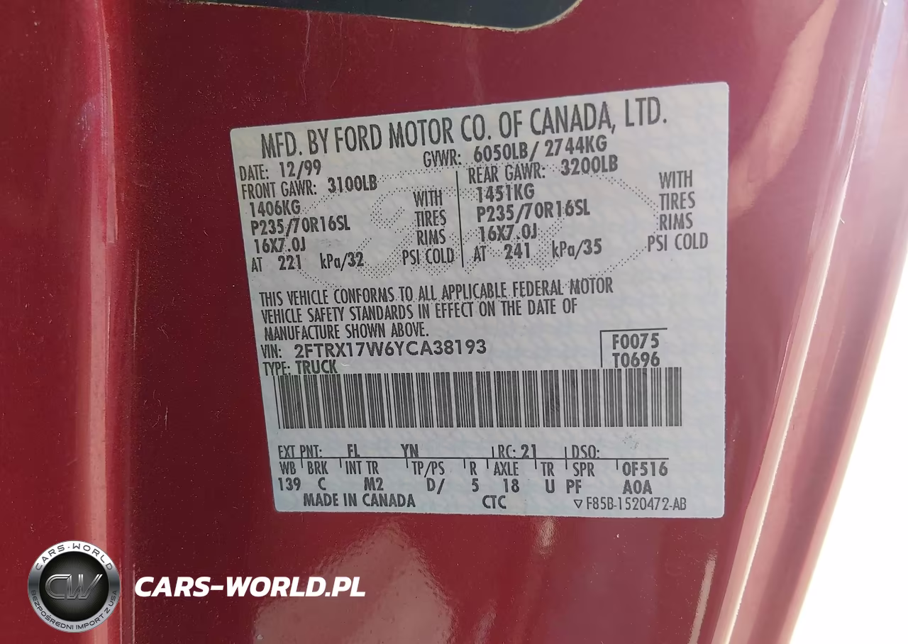2000 Ford F-150 Lariat-Work Series-Xl-Xlt VIN:2FTRX17W6YCA38193 - 9