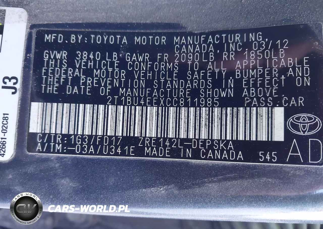 2012 Toyota Corolla S VIN:2T1BU4EEXCC811985 - 9