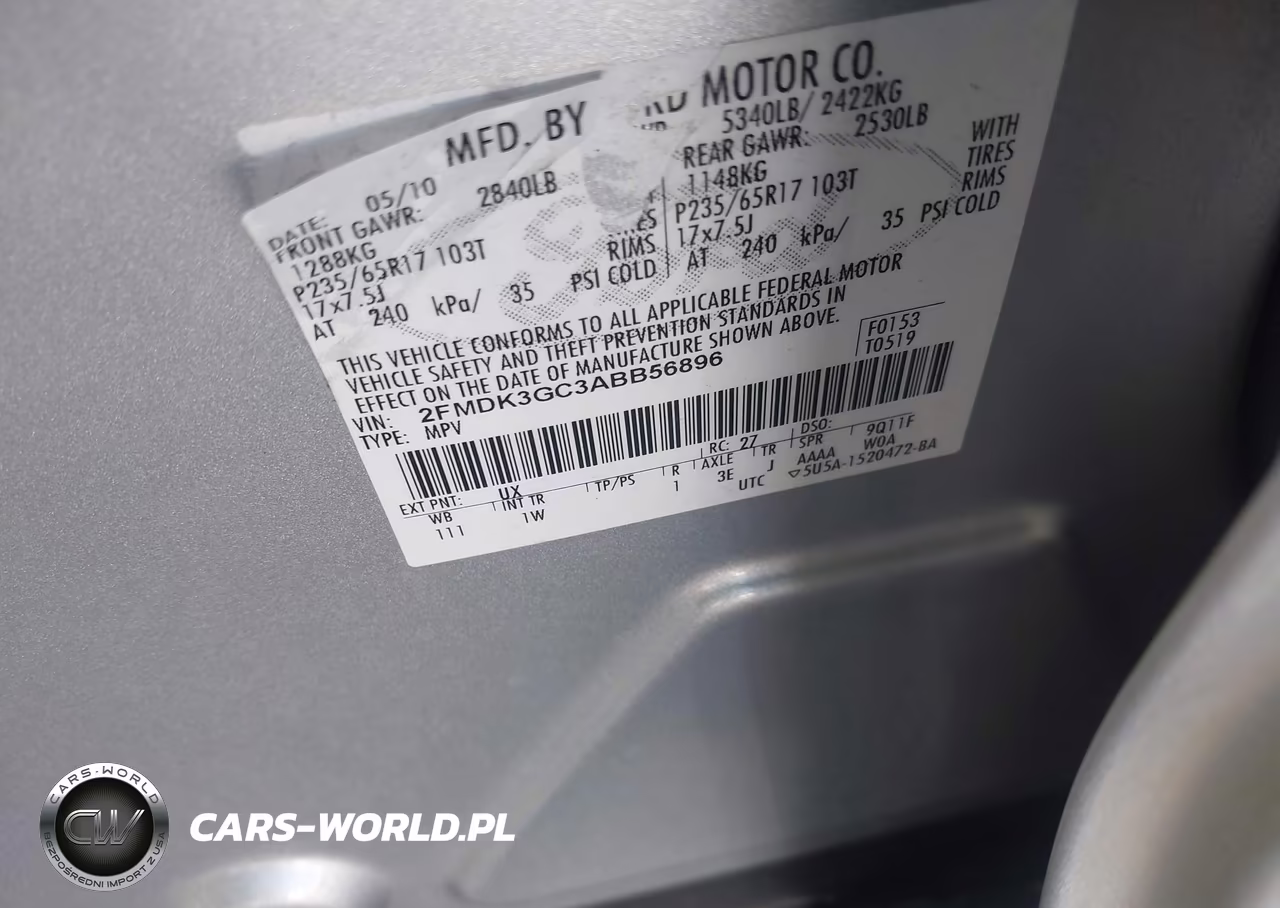 2010 Ford Edge Se VIN:2FMDK3GC3ABB56896 - 9