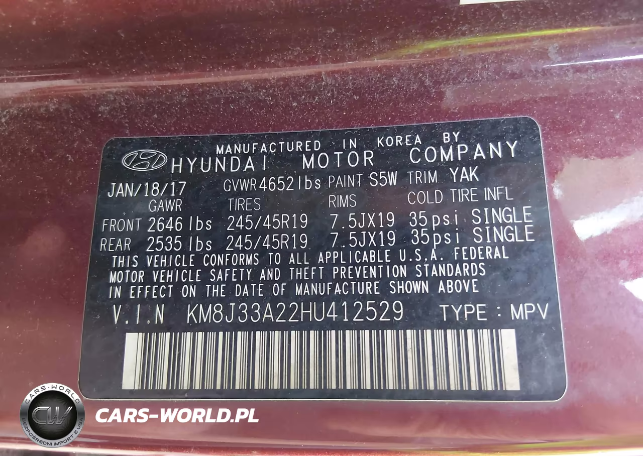 2017 Hyundai Tucson Sport VIN:KM8J33A22HU412529 - 9