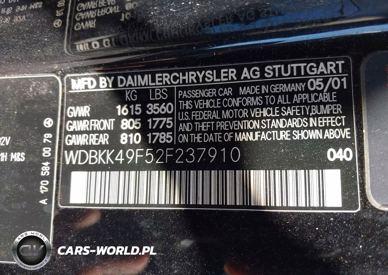 2002 Mercedes-Benz Slk 230 Kompressor VIN:WDBKK49F52F237910 - 9
