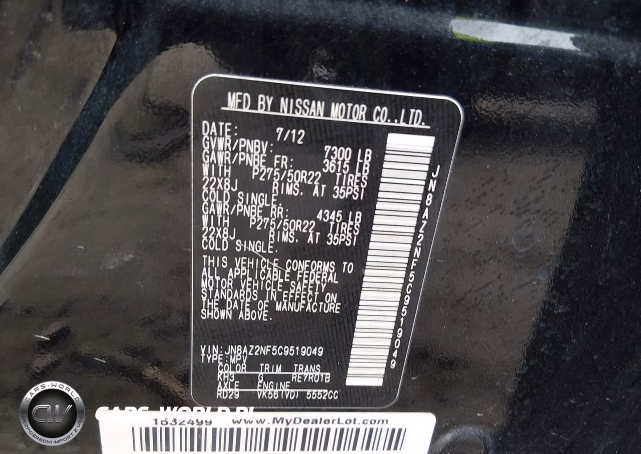 2012 Infiniti Qx56 VIN:JN8AZ2NF5C9519049 - 9
