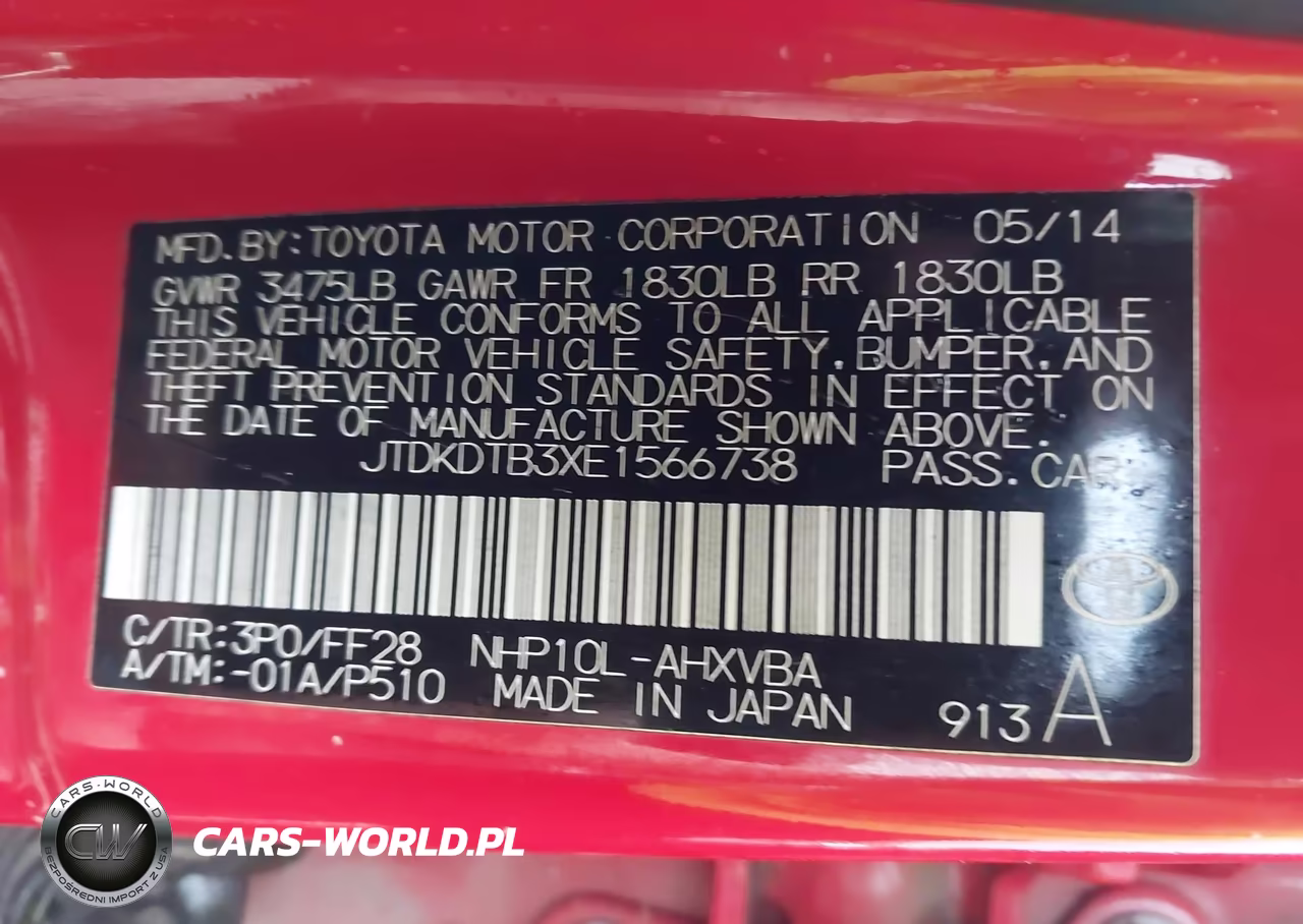 2014 Toyota Prius C Two VIN:JTDKDTB3XE1566738 - 9