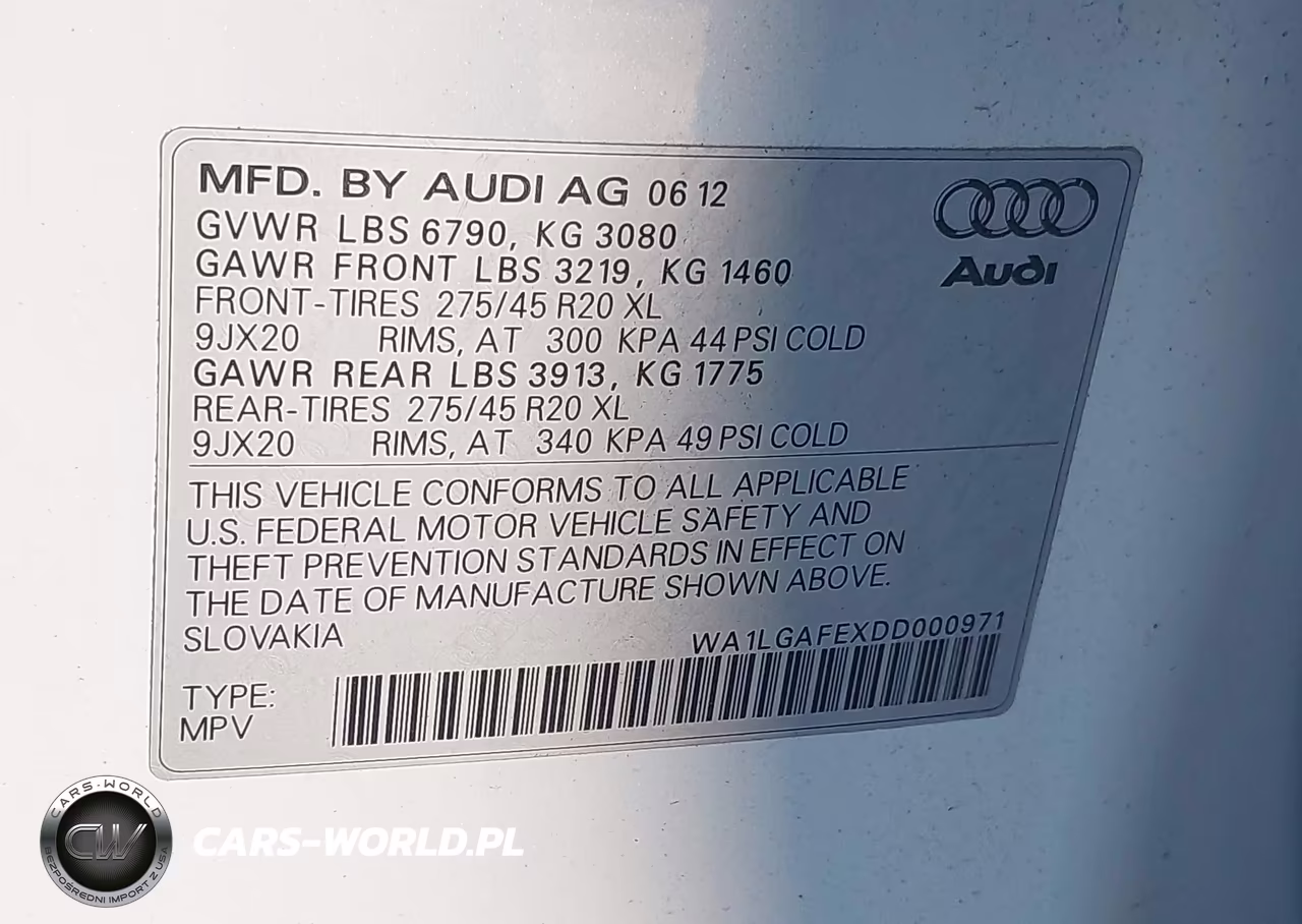 2013 Audi Q7 3.0T Premium VIN:WA1LGAFEXDD000971 - 9