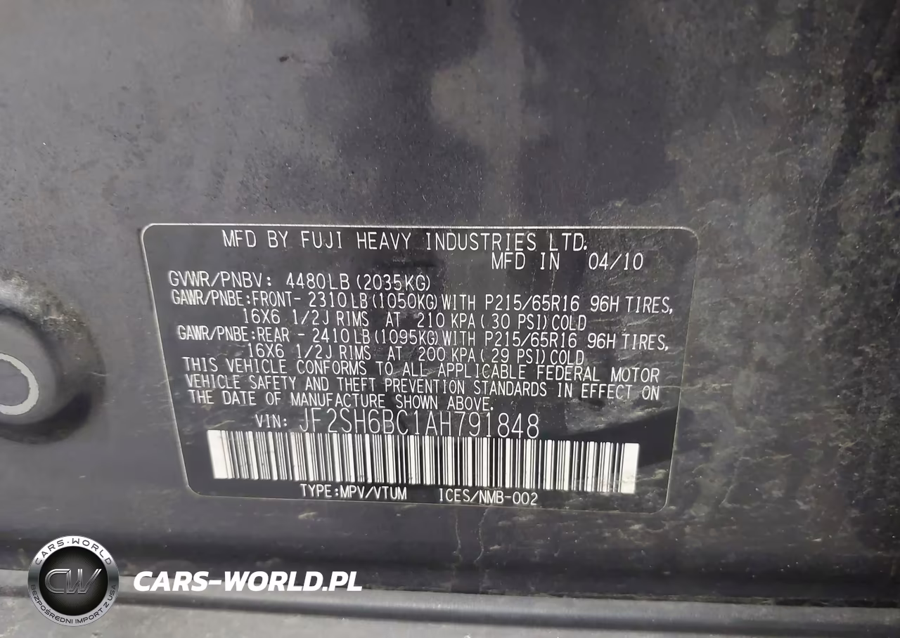 2010 Subaru Forester 2.5X VIN:JF2SH6BC1AH791848 - 9