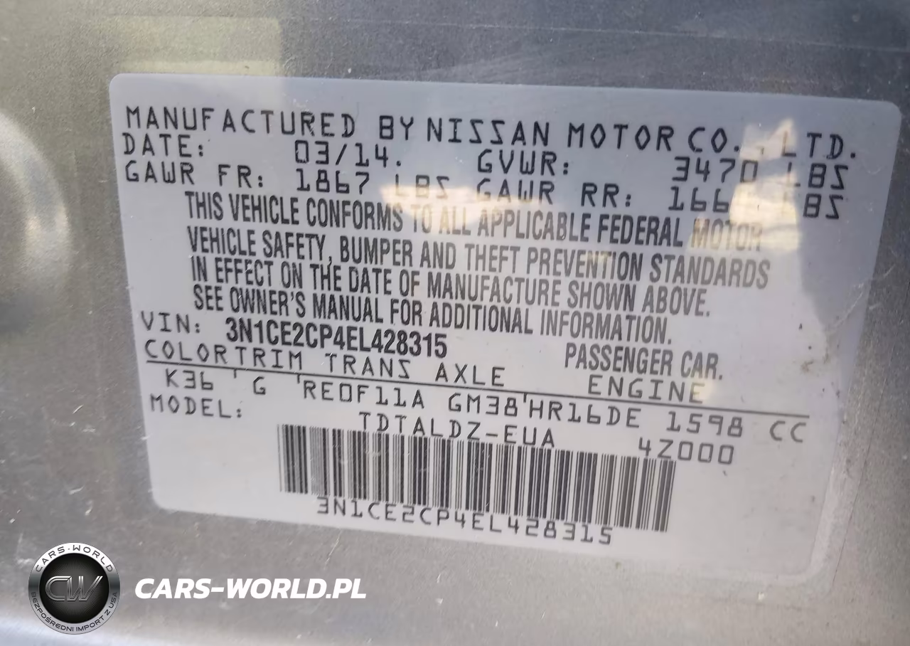 2014 Nissan Versa Note Sv VIN:3N1CE2CP4EL428315 - 9