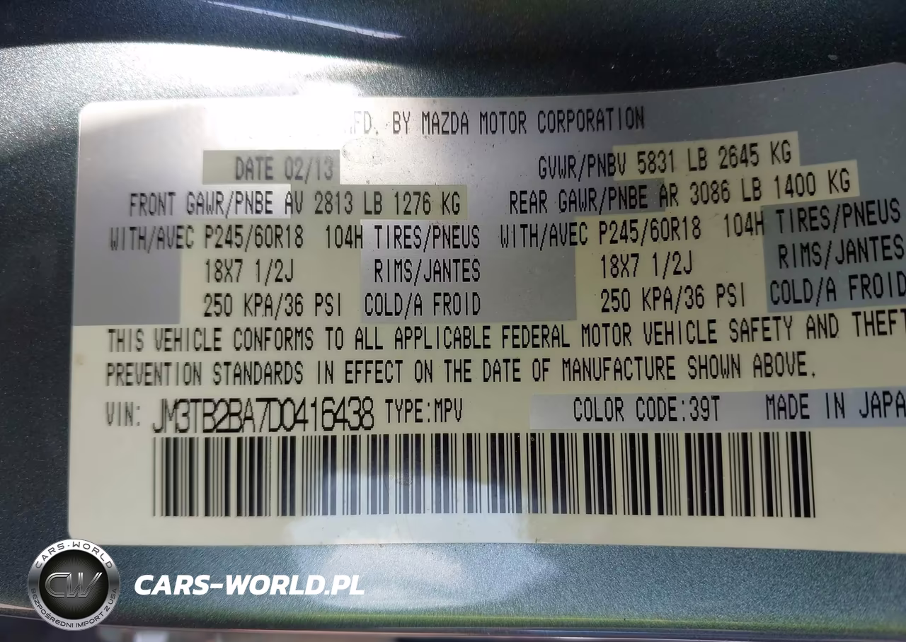 2013 Mazda Cx-9 Sport VIN:JM3TB2BA7D0416438 - 9
