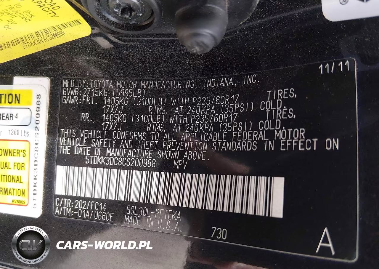 2012 Toyota Sienna VIN:5TDKK3DC8CS200988 - 9