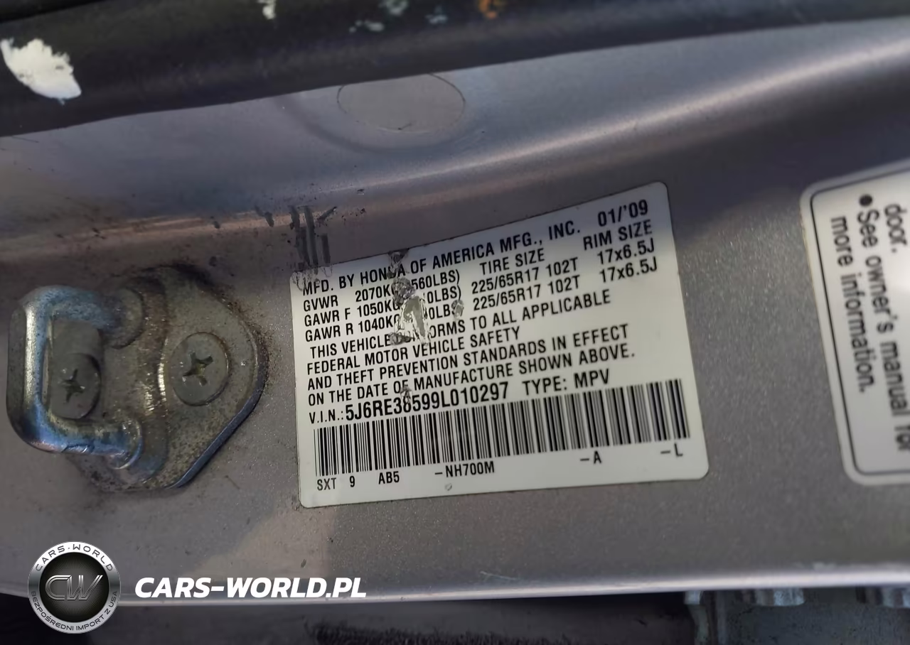 2009 Honda Cr-V Ex VIN:5J6RE38599L010297 - 9