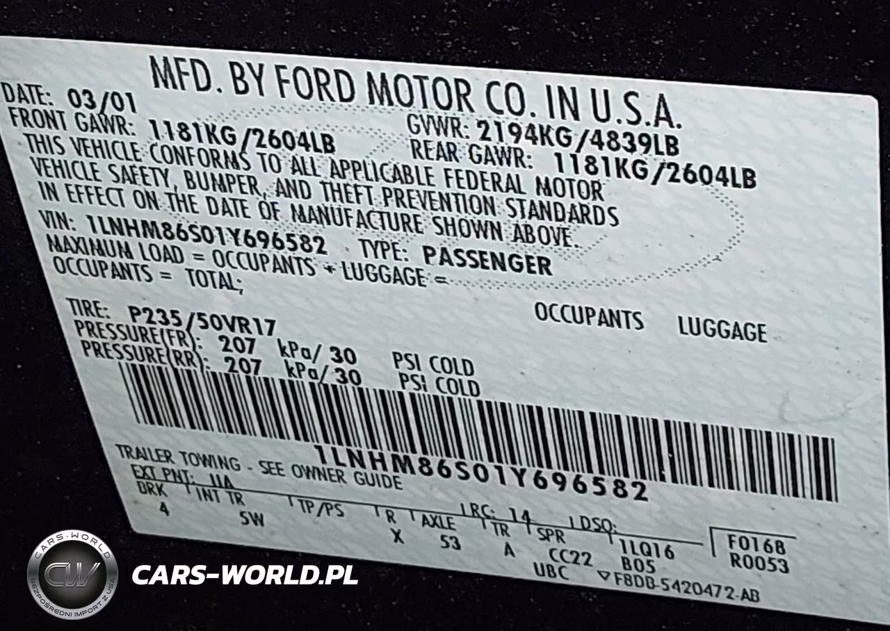 2001 Lincoln Ls V6 Auto-V6 Manual VIN:1LNHM86S01Y696582 - 9