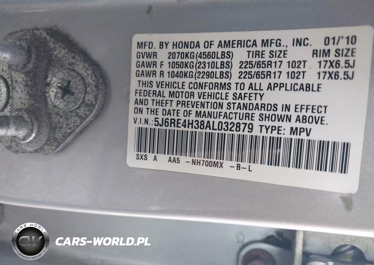 2010 Honda Cr-V Lx VIN:5J6RE4H38AL032879 - 9