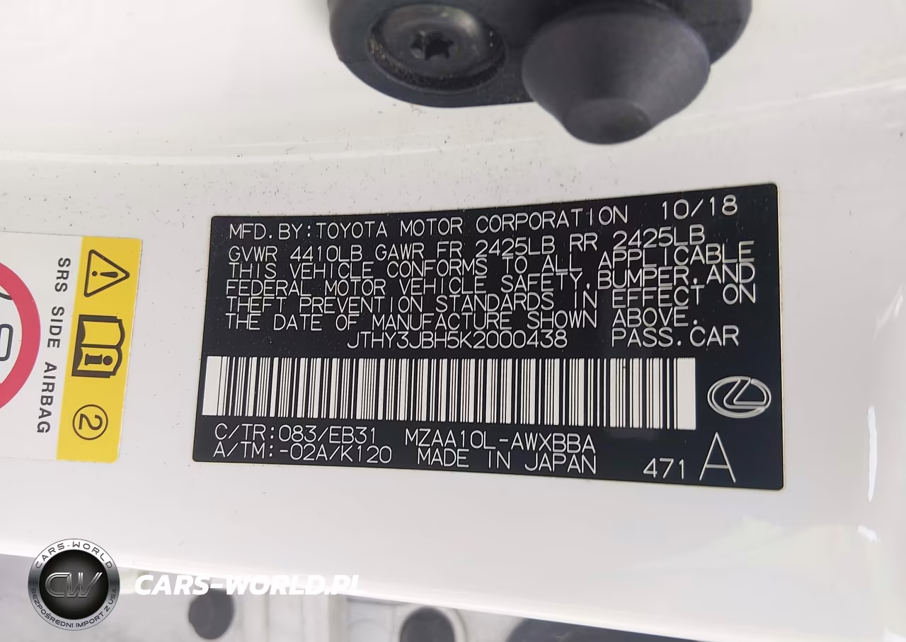2019 Lexus Ux 200 F Sport VIN:JTHY3JBH5K2000438 - 9