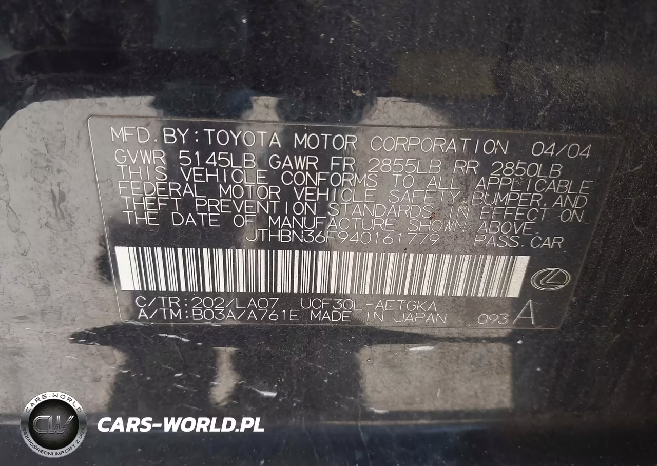 2004 Lexus Ls 430 VIN:JTHBN36F940161779 - 9